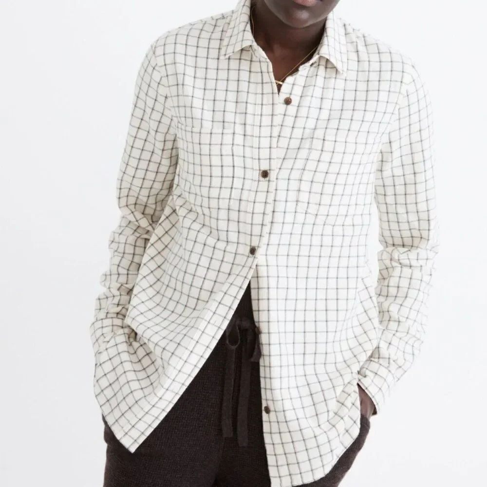 Like New! Madewell Flannel Classic Ex-Boyfriend Shirt in Windowpane in Size XS
